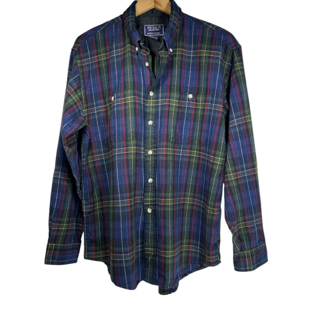 Specialty Collection Button Down Shirt Men M Authentic Classic Button Plaid VTG